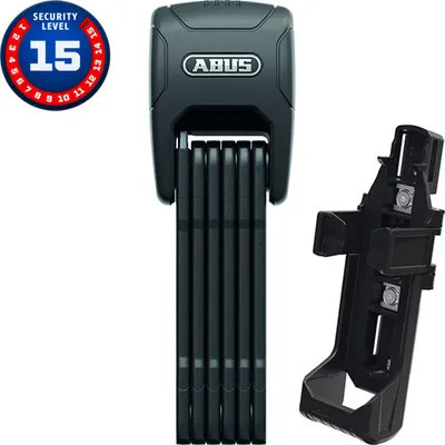 Obrázek produktu pro Skládací zámek ABUS BORDO GRANIT™ XPlus 6500KA/90 black SH - flexibilní a bezpečný zámek na kolo s alarmem a extra ochranou kloubů - s držákem zámku - délka 90 cm