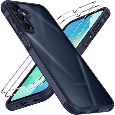 Produktbild von Schutzhülle mit 2x Panzerglas für Samsung Galaxy A16 4G/5G, Stoßfest, Matt Durchscheinend, Blau