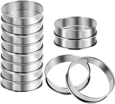Produktbild von Famanu Backringe 10 cm - 12 Stück für Muffins, Crumpets, Pfannkuchen & Formen