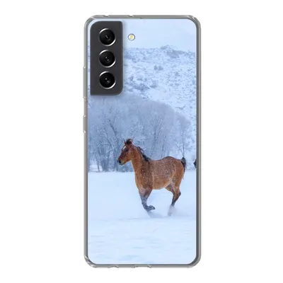 Produktbild von MuchoWow® Handyhülle Schutzhülle Hülle für Samsung Galaxy S21 FE Pferde - Schnee - Winter Silikon Softcase Handy Hülle - Mobiltelefonhülle