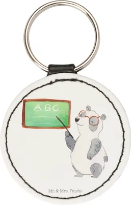 Produktbild von Mr. & Mrs. Panda Schlüsselanhänger Panda Lehrer - Weiß - Geschenk, Anhänger, klein, schlüsselring, Gute Laune, mini, Taschenanhänger