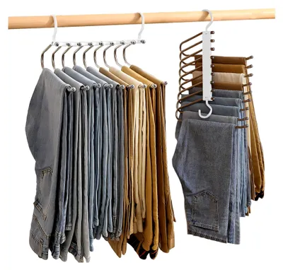 Produktbild von Hosenaufhängung 9 in 1, 2 Stück Hosenbügel, platzsparende Kleiderbügel für Hosen und Kleidung