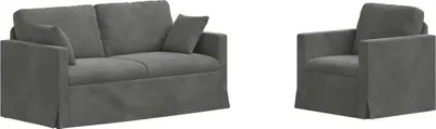 Immagine prodotto di vidaXL Set di divani, 2 pezzi, grigio scuro, in velluto