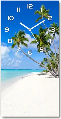 Produktbild von Wanduhr aus Glas – 30x60 cm - Glasbild - Glasuhr - Gehärtetes Glas -Tropischer Strand