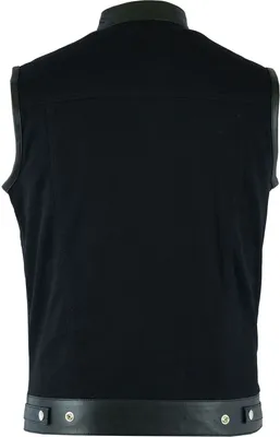 Produktbild von Denim Motorrad Biker Kutte Weste Bikerweste Motorradweste Stehkragen schwarz, Größe:60/4XL, Weste:Denim+Leder