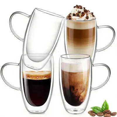 Image de Verres à Latte Macchiato, 450 ml, double paroi, lot de 4, en verre borosilicaté