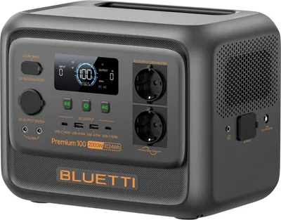Zdjęcie produktu dla Bluetti Premium 100 V2, Litowo-żelazowo-fosforanowy (LiFePO4), 20000 mAh, Prąd przemienny, Zapalniczka, Słoneczny, 1024 Wh, 2000 W, 1200 W