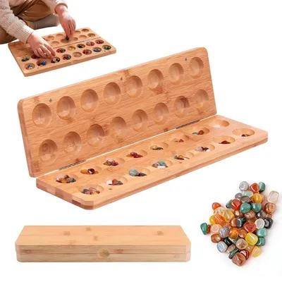 Immagine prodotto di Omgoods - Gioco Kalaha con 65 pietre e tavola pieghevole