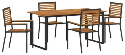 Produktbild von vidaXL Garten Essgruppe 5 pcs Schwarz Massivholz Akazie