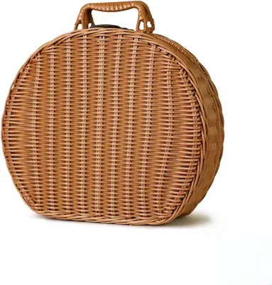 Productafbeelding van Duurzame opbergmand - Rieten opbergmand - Opbergbox met deksel - Opbergmand voor kleding - Opbergmanden - Afmetingen: 24 x 19 x 12 cm