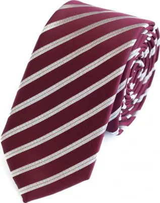 Produktbild von Fabio Farini - 1 Stück Herren Krawatten mit Farbton Rot - Schlips in 6cm Schmal (6cm), Dunkelrot/Silber