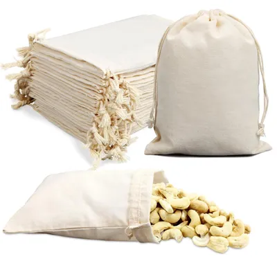 Imagen del producto de Bolsas de algodón con cordón, de 10 x 15 cm, paquete de 15 unidades, para embalaje de regalos