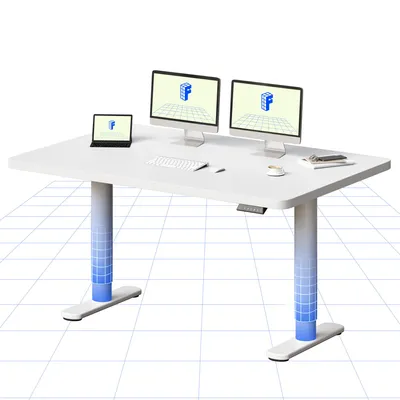 Zdjęcie produktu dla FLEXISPOT CylineX Biurko z regulowaną wysokością 140 x 80 cm z eleganckimi zaokrąglonymi nogami, 25 mm jednoczęściowym blatem o nośności 80 kg, kolor biały