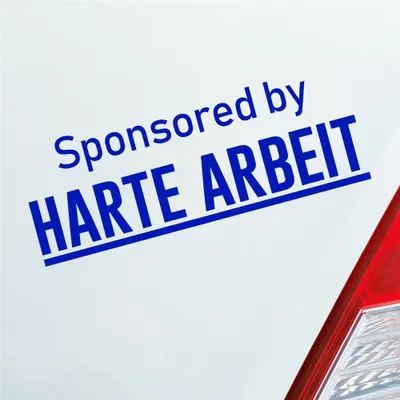 Produktbild von Auto Aufkleber Sponsored by Harte Arbeit Gesponsert Hard 19x7 cm Dunkelblau Sticker Heckscheibenaufkleber