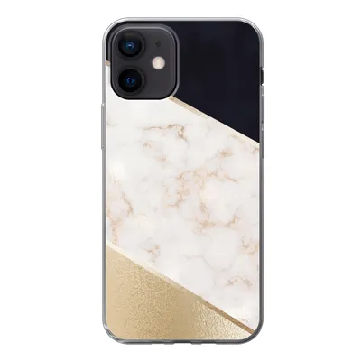 Produktbild von MuchoWow® Handyhülle Schutzhülle Hülle für iPhone 12 Marmor - Gold - Rosa Silikon Softcase Handy Hülle - Schutzhülle
