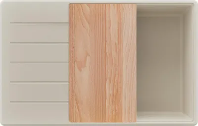Produktbild von PRIMAGRAN Spülbecken Beige 78x50cm, Granitspüle 1 Becken + Ablauf-Set + Schneidebrett, Küchenspüle ab 60er Unterschrank - Kopenhagen