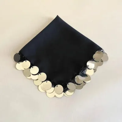 Produktbild von 10x Schwarz Luxus Halay Mendili groß 30x30 cm Tanztücher Dügün Hochzeit Verlobung Kina Mendil