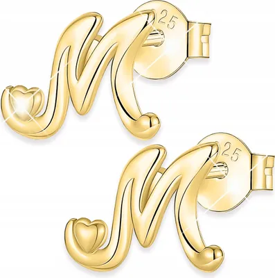 Produktbild von Ohrringe „M“ Silber 925 mit Goldbezug 10 mm