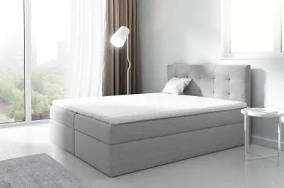 Produktbild von Boxspringbett Schlafzimmerbett PARLA 200x200cm Stoff Hellgrau