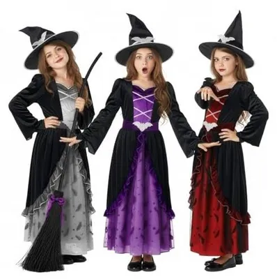 Zdjęcie produktu dla Kostium czarownicy dla dziewczynki fioletowy strój halloween 4 6 lat