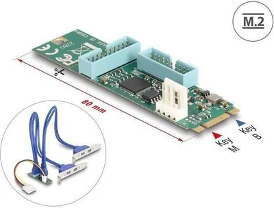 Produktbild von DeLOCK 61066, M.2, USB 3.2 Gen 1 (3.1 Gen 1), Männlich, Schwarz, Blau, Grün, Grau, China, Renesas uPD720202/Asmedia ASM1806