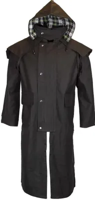 Produktbild von Walker and Hawkes Herren gewachster Mantel Stockman mit Kapuze – Schwarz M
