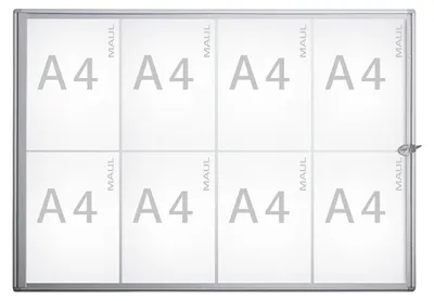 Obrázok produktu pre Vitrína MAUL MAULextraslim formát na šírku 8 x A4 hliník 3,1 x 93 x 65,1 cm strieborná