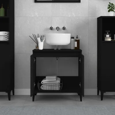 Produktbild von "im Sonderangebot"Waschbeckenunterschrank Modernes Design - Badezimmerschrank Badmöbel - Schwarz 58x33x60 cm Holzwerkstoff DEMöbel 3734731