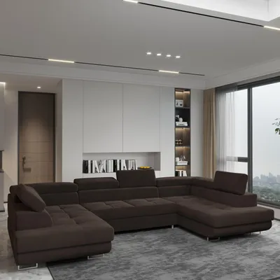 Produktbild von Masseno Ecksofa RAGGIO mit Schlaffunktion U-Form, Sofa mit Bettkasten, Wohnzimmersofa, Couch, Soffa, Bettsofa, Couchgarnitur- Braun, MONOLITH 29