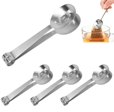 Teebeutelzange 4er-Set aus Edelstahl, silber, ca. 12,5 cm