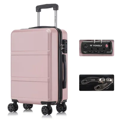Produktbild von Premium Reisekoffer TSA-Schloss,YKK-Reißverschluss Hartschalen-Koffer Trolley Kabinenkoffer Rollkoffer Suitcase Handgepäck 4 Rollen (Roségold, M)