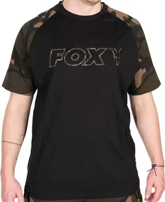 Produktbild von Fox Black / Camo Outline T-Shirt - Angelshirt, Größe:M