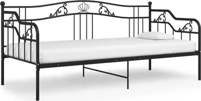 Image de vidaXL Canapé-lit Cadre de lit noir métal 90x200 cm