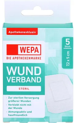 Produktbild von WEPA Wundverband 7,2 x 5cm steril, 5 St PFL