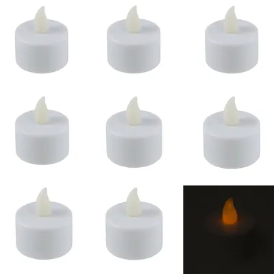 Image de Bougies chauffe-plat LED blanches 8pcs vacillantes rechargeables Bougies chauffe-plat