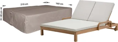 Produktbild von Raffles Covers Hülle für 2-Personen-Sonnenliege 210 x 160 cm | Atmungsaktiv | Wasserdicht | UV-beständig | Doppelnähte | Elastischer Kordelzug