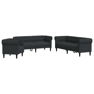 Produktbild von 3-tlg. Sofagarnitur Schwarz Stoff