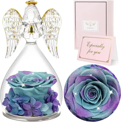 Image de Sunia Rose éternelle Figurine d'ange Cadeau de fête des mères Rose artisanale
