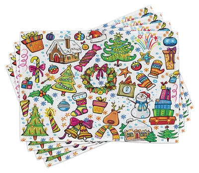 Platzset-Set 4er, Weihnachtsmotiv, waschbar, 30x45 cm, mehrfarbig