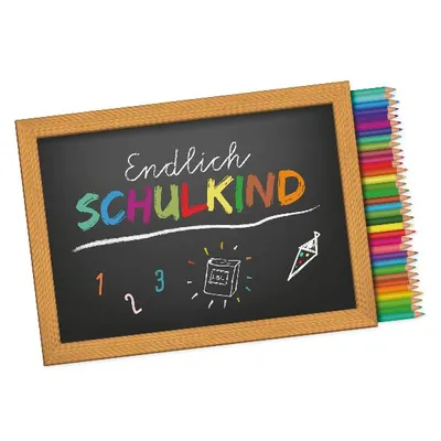 Produktbild von itenga 10x Aufkleber Sticker "Endlich Schulkind / Stifte" Freiform 14 x 9 cm