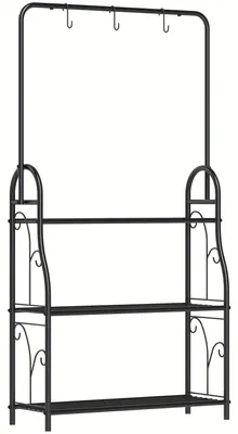 Image de Support à fleurs à 3 niveaux - Étagère à plantes - Structure en escalier pour fleurs - Étagère à plantes en métal - Noir