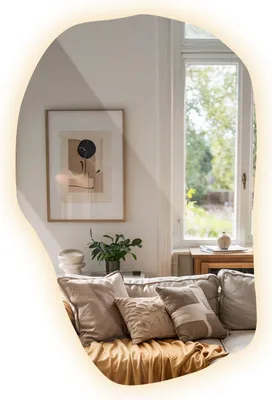 Produktbild von LED Spiegel mit Beleuchtung – 100 x 65 cm – Warmweiß 3000K – Asymmetrischer Wandspiegel rahmenlos – Badspiegel modern feuchtraumgeeignet