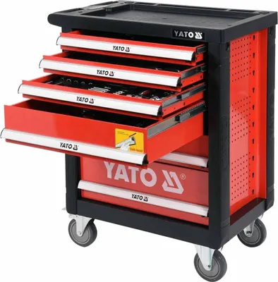 Produktbild von Yato YT-55307, Stahl, Schwarz, Rot, 6 Schublade(n), Kugellager-Teleskopschienen, 25 kg, 35 kg