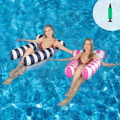 Produktbild von Unyqoos® Aufblasbare 4‑in‑1 Wasserhängematte – PVC, 150 kg Tragkraft, inkl. Handpumpe, für Pool & Strand (Hängematte/Liegestuhl/Schwimmball/Sportstuhl)