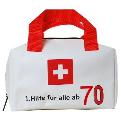 Produktbild von TASCHE 1. HILFE FÜR ALLE AB 70 GESCHENKARTIKEL 70. GEBURTSTAG DEKO ZUM BEFÜLLEN 100 % Polyester