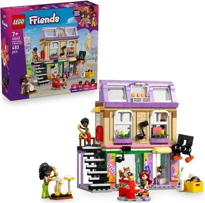 Produktbild von LEGO Friends Musikladen und Apartment 42653, 3 Mini-Puppen, Corgi, Bauset 7+ Jahre
