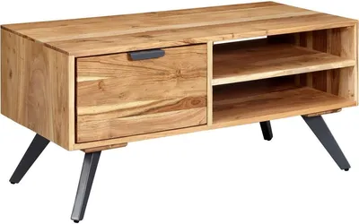 Produktbild von Couchtisch 95x45x45 cm Akazie Wohnzimmertisch Massivholz Rechteckig, Holztisch mit Stauraum, Sofatisch mit Schublade, Tisch Wohnzimmer Massiv