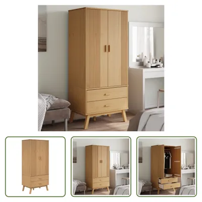 Obrázok produktu pre The Living Store Šatníková skriňa OLDEN Brown 76,5x53x172 cm z masívneho borovicového dreva
