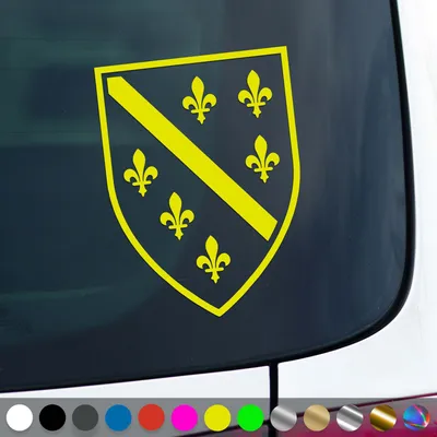 Produktbild von PantherPixel Bosnien Aufkleber Wappen Flagge Fahne Bosna Sticker Auto Geschenkidee Farbe Neon-Gelb