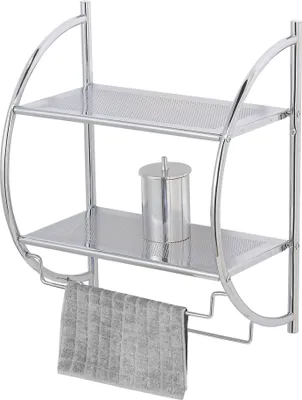 Produktbild von WENKO Wand Regal Bad EXKLUSIV 2 Ablagen Handtuch Stangen Halter Edelstahl WC
